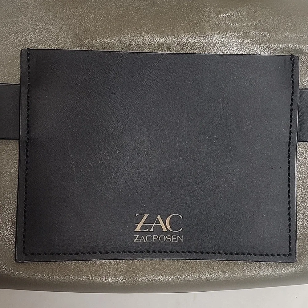 Rare ZAC Zac Posen Leather Cowhide Brigette Black, Taupe & Cream Belted Satchel
